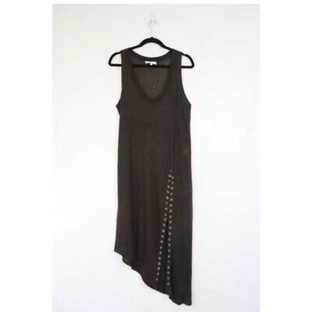 IRO Karossi Lace Up Dress Scoop Neck Tank Midi Burnout Jersey Linen ,Small, NWT - Picture 4 of 10